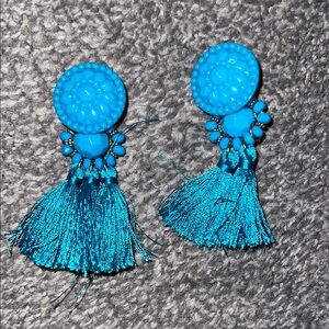 Turquoise Tassel Drop Earrings - Women Jewelry Earrings